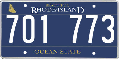 RI license plate 701773