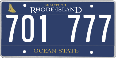 RI license plate 701777