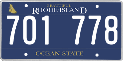 RI license plate 701778