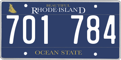 RI license plate 701784