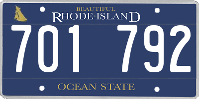 RI license plate 701792
