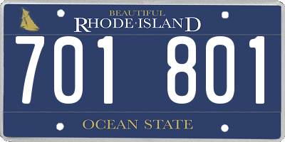 RI license plate 701801