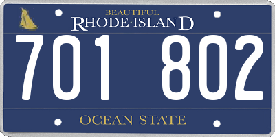 RI license plate 701802