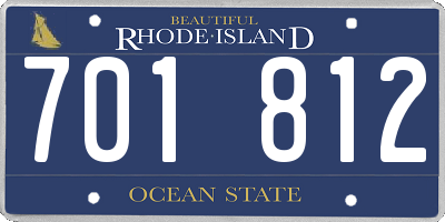 RI license plate 701812