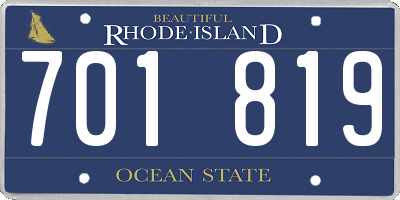 RI license plate 701819
