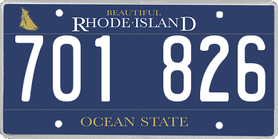 RI license plate 701826