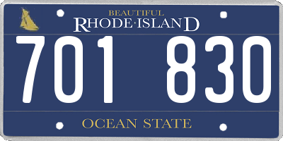 RI license plate 701830