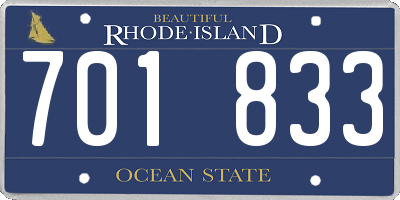 RI license plate 701833