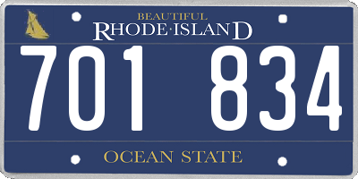 RI license plate 701834