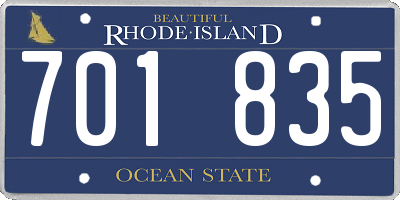 RI license plate 701835