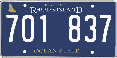 RI license plate 701837