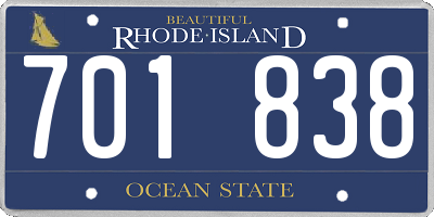 RI license plate 701838