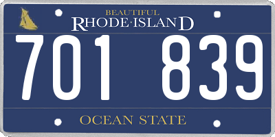 RI license plate 701839