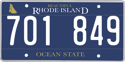 RI license plate 701849