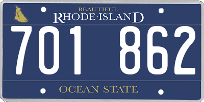 RI license plate 701862