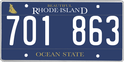 RI license plate 701863
