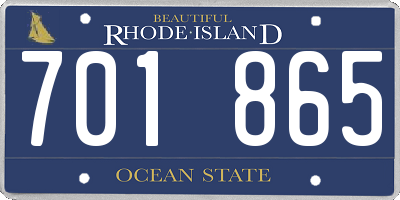 RI license plate 701865