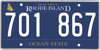 RI license plate 701867