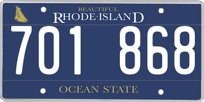 RI license plate 701868