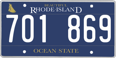 RI license plate 701869