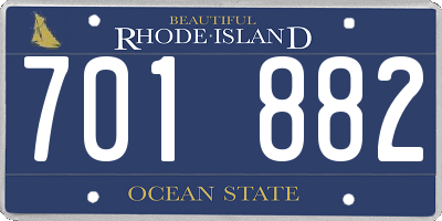RI license plate 701882