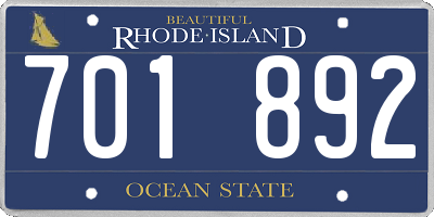 RI license plate 701892