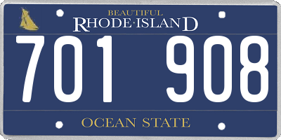 RI license plate 701908