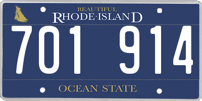 RI license plate 701914