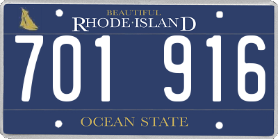 RI license plate 701916