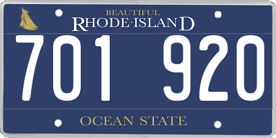 RI license plate 701920