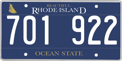 RI license plate 701922
