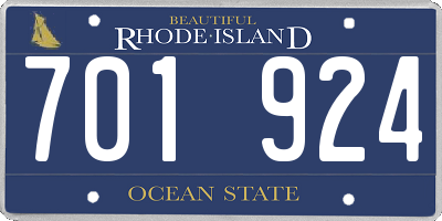 RI license plate 701924