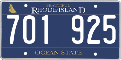 RI license plate 701925