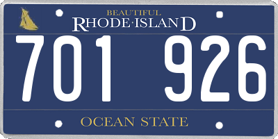 RI license plate 701926
