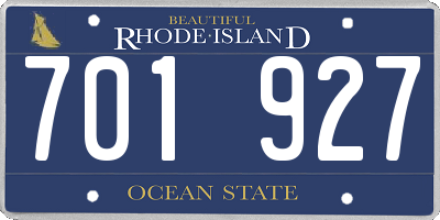 RI license plate 701927