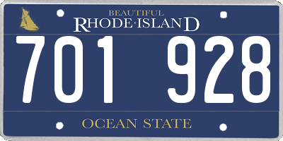 RI license plate 701928