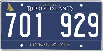 RI license plate 701929