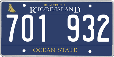 RI license plate 701932