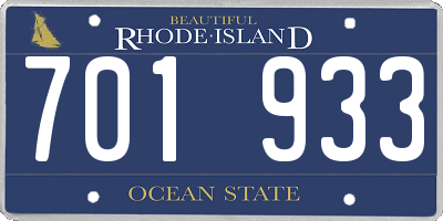 RI license plate 701933