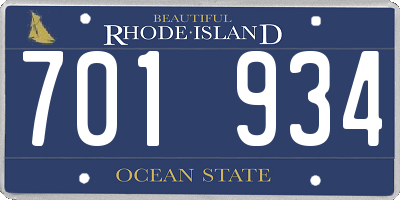 RI license plate 701934