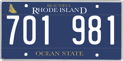 RI license plate 701981