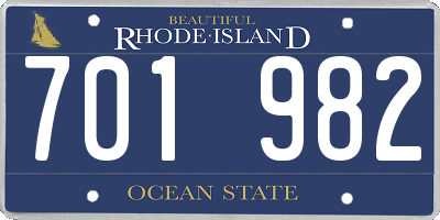 RI license plate 701982