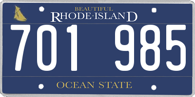RI license plate 701985