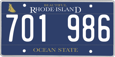 RI license plate 701986