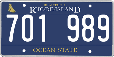 RI license plate 701989