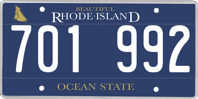 RI license plate 701992