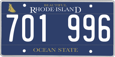 RI license plate 701996