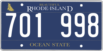 RI license plate 701998