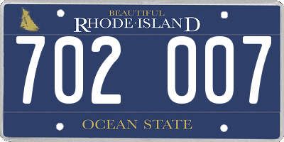 RI license plate 702007