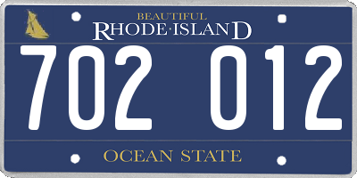 RI license plate 702012